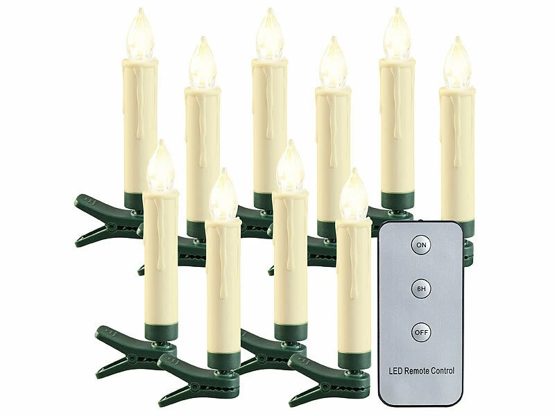 10 Bougies LED à Piles Télécommandées Pour Sapin De Noël 1 10 Bougies LED à Piles Télécommandées Pour Sapin De Noël