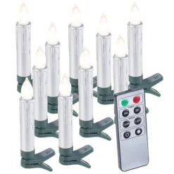 10 Bougies LED Pour Sapin De Noël Avec Télécommande - Coloris Argent