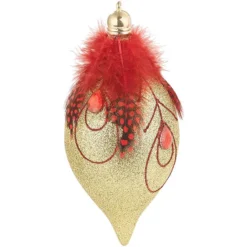 12 Boules De Noël Rouge Et Or à Plumes Et Paillettes -Pearl Noël Soldes Boutique 12 boules de noel rouge et or a plumes et paillettes ref NX5825 11