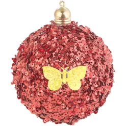 12 Boules De Noël Rouge Et Or à Plumes Et Paillettes -Pearl Noël Soldes Boutique 12 boules de noel rouge et or a plumes et paillettes ref NX5825 3