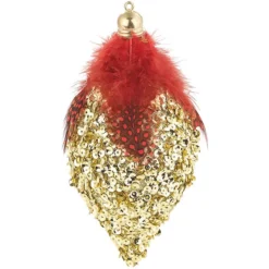 12 Boules De Noël Rouge Et Or à Plumes Et Paillettes -Pearl Noël Soldes Boutique 12 boules de noel rouge et or a plumes et paillettes ref NX5825 8