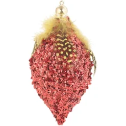 12 Boules De Noël Rouge Et Or à Plumes Et Paillettes -Pearl Noël Soldes Boutique 12 boules de noel rouge et or a plumes et paillettes ref NX5825 9