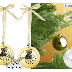 2 Boules De Noël Avec Bluetooth Et Haut-parleur Intégré - Or