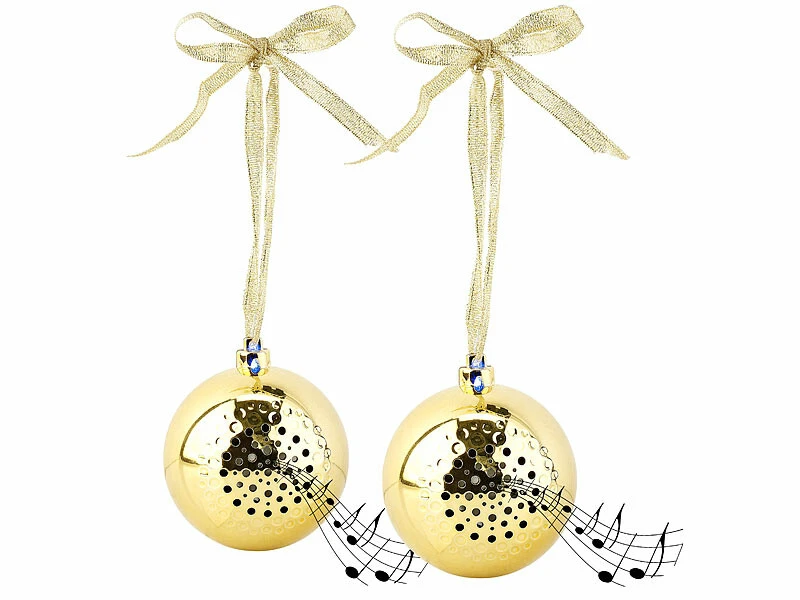 2 Boules De Noël Avec Bluetooth Et Haut-parleur Intégré - Or 2 2 Boules De Noël Avec Bluetooth Et Haut-parleur Intégré - Or – Image 2