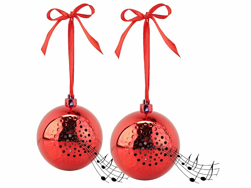 2 Boules De Noël Avec Bluetooth Et Haut-parleur Intégré - Rouge 2 2 Boules De Noël Avec Bluetooth Et Haut-parleur Intégré - Rouge – Image 2