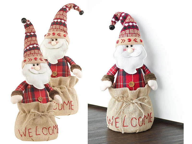 2 Cale-portes Pères Noël Décoratifs "Welcome" 1 2 Cale-portes Pères Noël Décoratifs "Welcome"