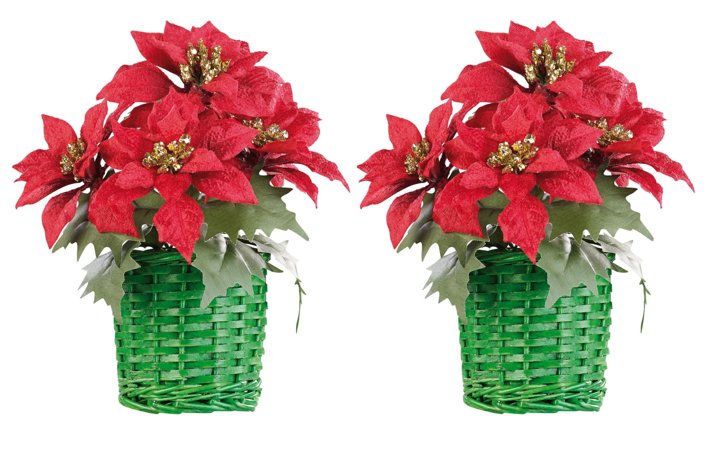 2 Compositions Florales De Noël Avec Poinsettias Et Panier Tissé 1 2 Compositions Florales De Noël Avec Poinsettias Et Panier Tissé