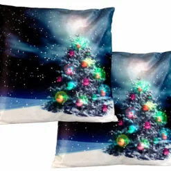 2 Coussins Lumineux Décoratifs "Sapin De Noël" - 40 x 40 cm