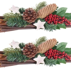 2 Décorations De Noël Naturelle 30 Cm Faite Main