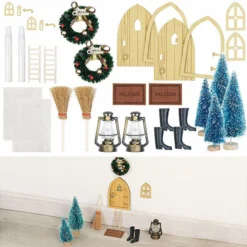 2 Kits De Décoration De Noël "Porte De Maison De Lutin"