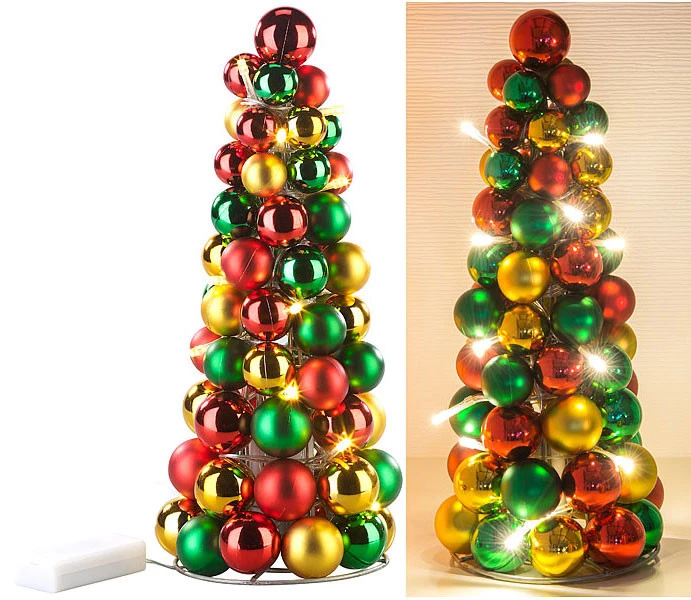 2 Pyramides De Boules De Noël Lumineuse 2 2 Pyramides De Boules De Noël Lumineuse – Image 2