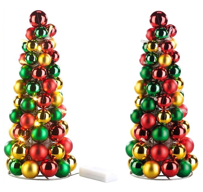 2 Pyramides De Boules De Noël Lumineuse 1 2 Pyramides De Boules De Noël Lumineuse