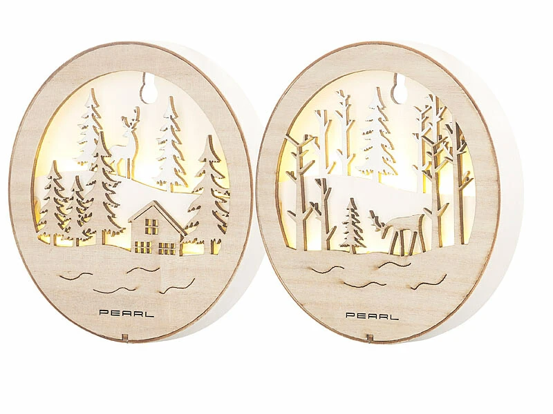 2 Tableaux De Noël Lumineux En Bois 2 2 Tableaux De Noël Lumineux En Bois – Image 2