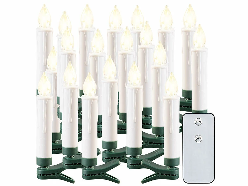 20 bougies à LED Sans Fil Pour Sapin De Noël D'extérieur Avec Télécommande 1 20 bougies à LED Sans Fil Pour Sapin De Noël D'extérieur Avec Télécommande
