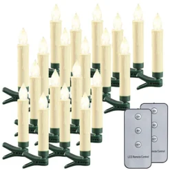 20 Bougies LED à Piles Télécommandées Pour Sapin De Noël