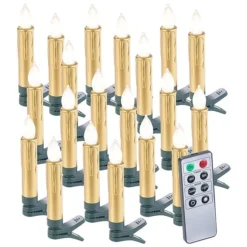 20 Bougies LED Pour Sapin De Noël Avec Télécommande - Coloris Doré
