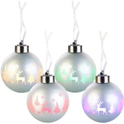 4 Boules De Noël à LED Couleur Changeante -Pearl Noël Soldes Boutique 4 boules de noel a led couleur changeante ref NC8648 5