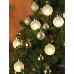 6 Boules De Noël Lumineuses Dorées Avec Télécommande - Blanc -Pearl Noël Soldes Boutique 6 boules de noel lumineuses dorees avec telecommande blanc ref NC6725 3