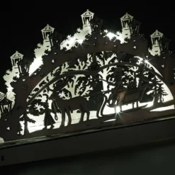 Arche Lumineuse En Bois Motif Père Noël & Renne -Pearl Noël Soldes Boutique arche lumineuse en bois motif pere noel renne ref NX8190 2