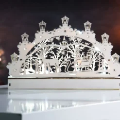 Arche Lumineuse En Bois Motif Père Noël & Renne -Pearl Noël Soldes Boutique arche lumineuse en bois motif pere noel renne ref NX8190 3