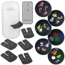 Bougie à LED Avec Projection De Motifs De Noël