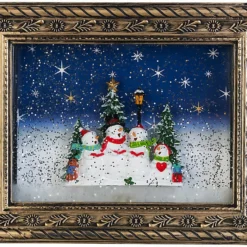 2 Cadres Décoratifs De Noël "Bonhommes De Neige" Avec LED, Musique Et Neige -Pearl Noël Soldes Boutique cadre decoratif de noel bonhommes de neige avec led musique et neige ref ZX6282 2