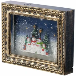 Cadre Décoratif De Noël "Bonhommes De Neige" Avec LED, Musique Et Neige -Pearl Noël Soldes Boutique cadre decoratif de noel bonhommes de neige avec led musique et neige ref ZX6282 4 1