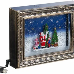 Cadre Décoratif De Noël "Cadeaux" Avec LED, Musique Et Neige