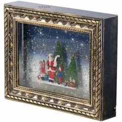 2 Cadres Décoratifs De Noël "Cadeaux" Avec LED, Musique Et Neige -Pearl Noël Soldes Boutique cadre decoratif de noel cadeaux avec led musique et neige ref ZX6284 2
