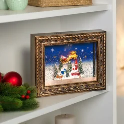 2 Cadres Décoratifs De Noël "Village De Noël" Avec LED, Musique Et Neige -Pearl Noël Soldes Boutique cadre decoratif de noel village de noel avec led musique et neige ref ZX6283 1 1