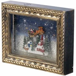 2 Cadres Décoratifs De Noël "Village De Noël" Avec LED, Musique Et Neige -Pearl Noël Soldes Boutique cadre decoratif de noel village de noel avec led musique et neige ref ZX6283 2 1