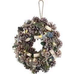 Couronne De Noël Lumineuse - Ø 30 cm - Reflets Verts -Pearl Noël Soldes Boutique couronne de noel lumineuse o 30 cm reflets verts ref ZX6083 1