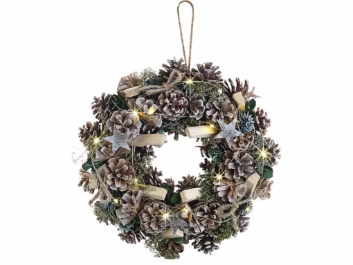 Couronne De Noël Lumineuse - Ø 30 cm - Reflets Verts -Pearl Noël Soldes Boutique couronne de noel lumineuse o 30 cm reflets verts ref ZX6083 2