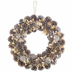 Couronne De Noël Lumineuse - Ø 44 cm - Reflets Beiges