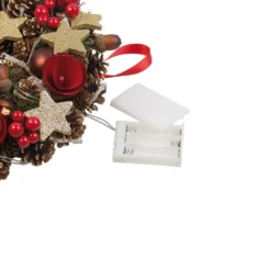 2 Couronnes De Noël Sans Fil Avec 20 LED - 28 Cm -Pearl Noël Soldes Boutique couronne de noel sans fil 20 led 28 cm ref NX8178 4 1