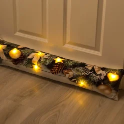 Coussin De Porte à 7 LED Avec Motifs De Noël - 90 x 20 cm -Pearl Noël Soldes Boutique coussin de porte decoratif a 7 led motifs de noel 90 x 20 cm ref NX8944 4 1