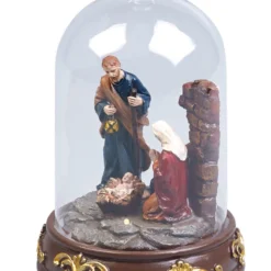 2 Crèches De Noël à LED Sous Cloche De Verre -Pearl Noël Soldes Boutique creche de noel a led sous cloche de verre ref NX3080 1