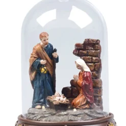 2 Crèches De Noël à LED Sous Cloche De Verre -Pearl Noël Soldes Boutique creche de noel a led sous cloche de verre ref NX3080 2