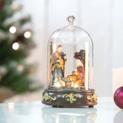 Crèche De Noël à LED Sous Cloche De Verre -Pearl Noël Soldes Boutique creche de noel a led sous cloche de verre ref NX3080 4 1