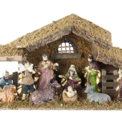 Crèche De Noël En Bois Avec Figurines En Porcelaine Peintes à La Main - Grande 5 Crèche De Noël En Bois Avec Figurines En Porcelaine Peintes à La Main - Grande -Pearl Noël Soldes Boutique creche de noel en bois avec figurines en porcelaine peintes a la main grande ref NX7642 3