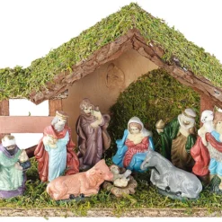 Crèche De Noël En Bois Avec Figurines En Porcelaine Peintes à La Main - Petite -Pearl Noël Soldes Boutique creche de noel en bois avec figurines en porcelaine peintes a la main petite ref NX7643 2