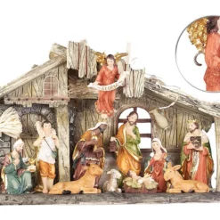 Pearl Crèche De Noël En Polyrésine Avec 11 Figurines Peintes à La Main