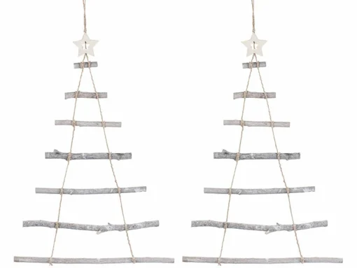 2 échelles Décoratives En Bois En Forme De Sapin De Noël -Pearl Noël Soldes Boutique echelle decorative en bois en forme de sapin de noel x2 ref NC9765 1