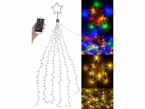 Guirlande Lumineuse Effet Cascade Pour Sapin De Noël, 240 LED, Avec Bluetooth & Application -Pearl Noël Soldes Boutique guirlande lumineuse effet cascade pour sapin de noel 240 led avec bluetooth application ref NX6141 7