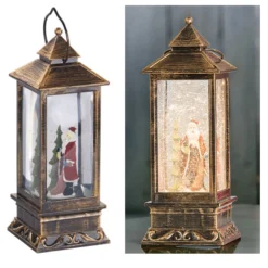 Lanterne LED Sans Fil à Neige Tourbillonnante Et Père Noël