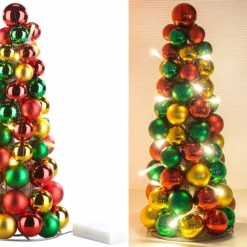 Pyramide De Boules De Noël Lumineuse