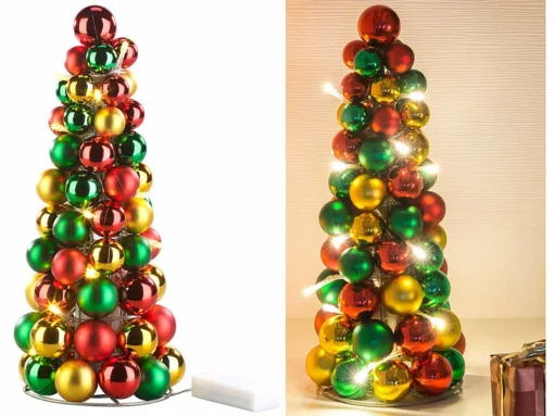 Pyramide De Boules De Noël Lumineuse -Pearl Noël Soldes Boutique pyramide de boules de noel lumineuse ref NX8189 5