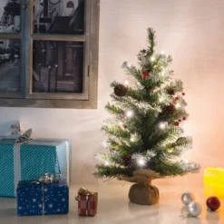 2 Sapins De Noël Avec Guirlande - 30 LED - 60 Cm -Pearl Noël Soldes Boutique sapin artificiel 60 cm avec guirlande 30 led integree ref NX7645 3