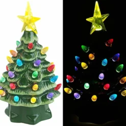 2 Sapins De Noël à LED 19 Cm En Céramique -Pearl Noël Soldes Boutique sapin de noel a led 19 cm en ceramique ref NX8163 1 1