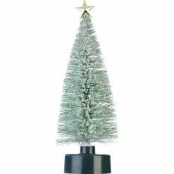 2 Sapins De Noël Enneigés Avec LED Multicolores à Piles -Pearl Noël Soldes Boutique sapin de noel led a pile ref ZX6258 1